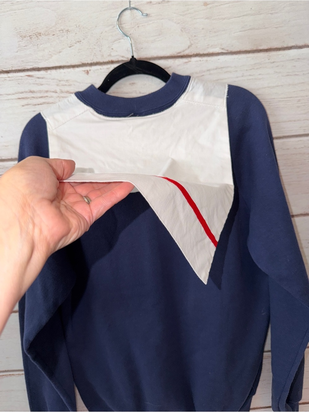 Vintage Jerzees USA Handmade Sailor Navy Red White Nautical Pullover L - Picture 4 of 7